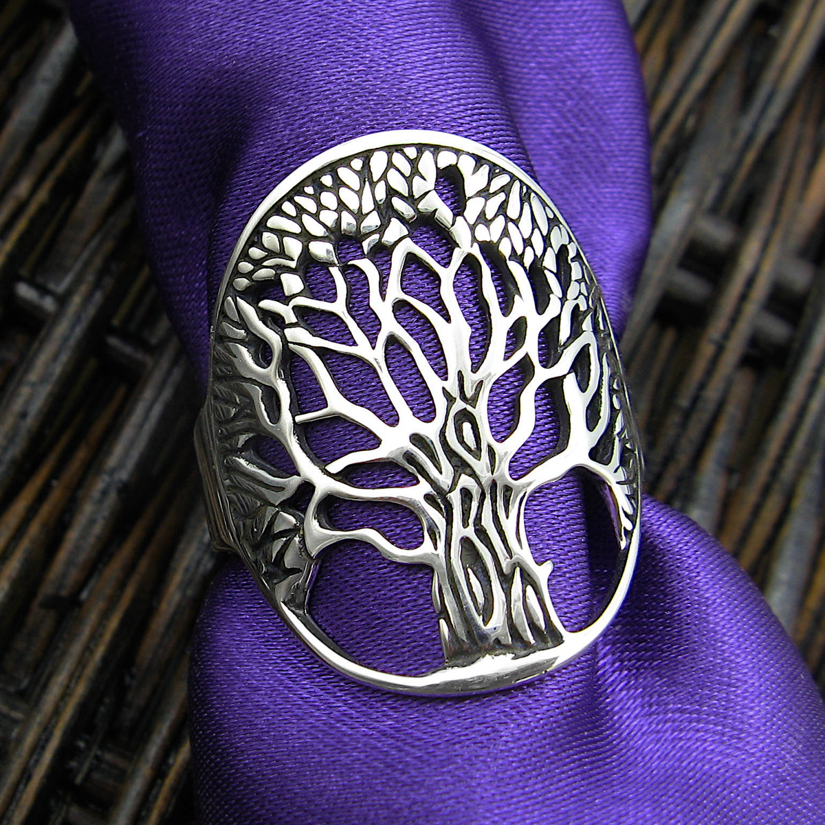 Large Oval Cut-Out Tree of Life Ring