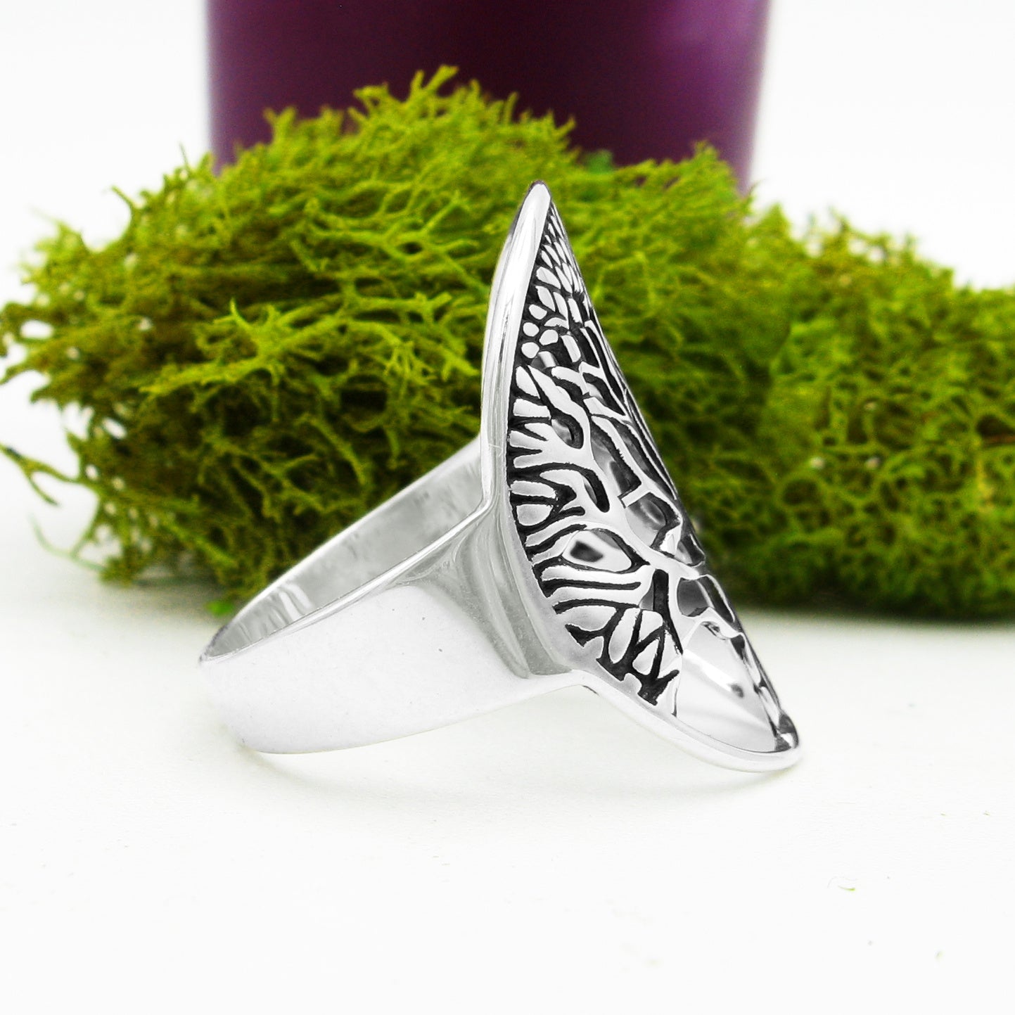 Large Oval Cut-Out Tree of Life Ring