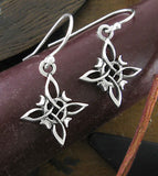 Little Witch Knot Drop Earrings with Crescent Moons, Handmade