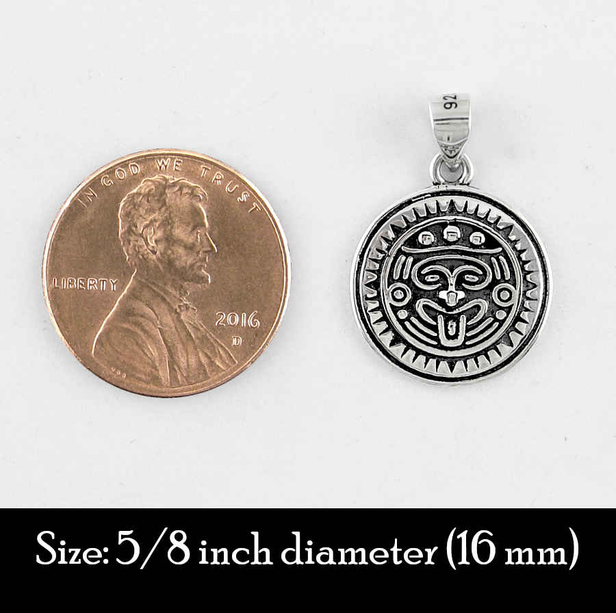 Pendant Aztec Sun God Tonatiuh Oxidized Mayan Toltec Warrior| Woot & Hammy