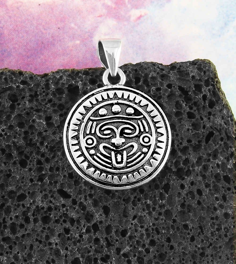 Pendant Aztec Sun God Tonatiuh Oxidized Mayan Toltec Warrior| Woot & Hammy