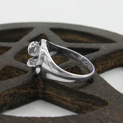 
Miniature Mushrooms Crescent Moon Cut-Out Oxidized Round Ring Fairies Faeries | Woot & Hammy