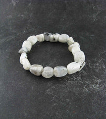 Tumbled Natural Rainbow Moonstone Stretch Bracelet | Woot & Hammy