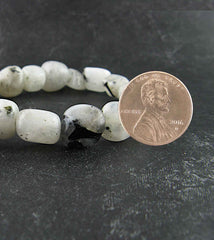 Tumbled Natural Rainbow Moonstone Stretch Bracelet | Woot & Hammy