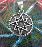 Octagram Eight-Pointed Star Round Oxidized Pendant Buddhist Eightfold Path Wiccan Wheel of the Year Ishtar | Woot & Hammy