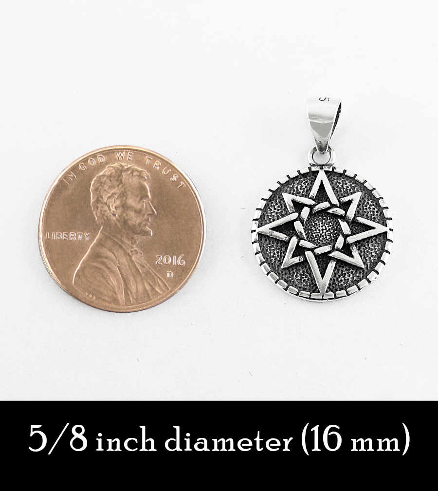 Octagram Eight-Pointed Star Round Oxidized Pendant Buddhist Eightfold Path Wiccan Wheel of the Year Ishtar | Woot & Hammy