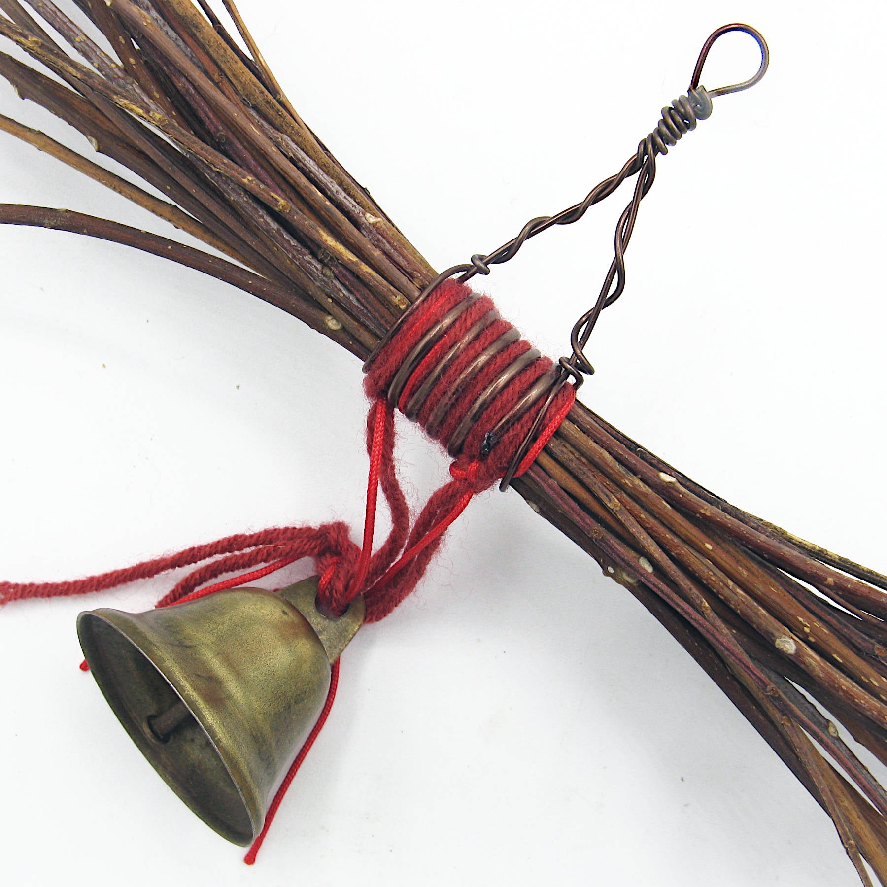 Witch's Bell Rustic Sheaf of Twigs Red Twine Handcrafted Pagan Wiccan Witch Energy-Cleansing Protection Rustic Primitive Nature Worship Sacred Space Witchy Gift Alternative Decor | Woot & Hammy