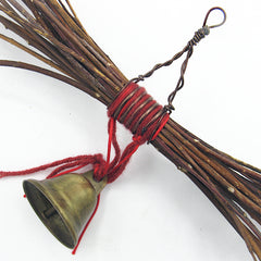 Witch's Bell Rustic Sheaf of Twigs Red Twine Handcrafted Pagan Wiccan Witch Energy-Cleansing Protection Rustic Primitive Nature Worship Sacred Space Witchy Gift Alternative Decor | Woot & Hammy