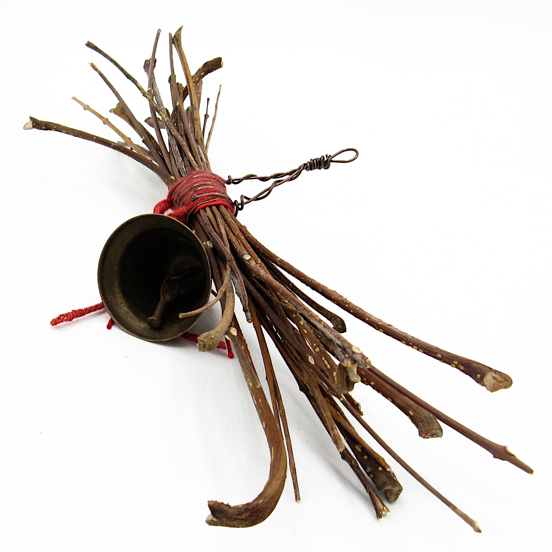 Witch's Bell Rustic Sheaf of Twigs Red Twine Handcrafted Pagan Wiccan Witch Energy-Cleansing Protection Rustic Primitive Nature Worship Sacred Space Witchy Gift Alternative Decor | Woot & Hammy