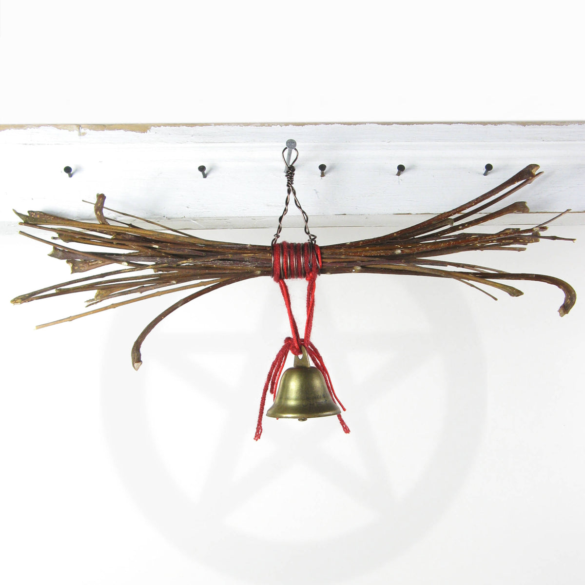 Witch's Bell Rustic Sheaf of Twigs Red Twine Handcrafted Pagan Wiccan Witch Energy-Cleansing Protection Rustic Primitive Nature Worship Sacred Space Witchy Gift Alternative Decor | Woot & Hammy