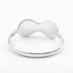 Back of Silver Figure of Eight Snake Ring on white background.
