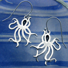 Oxidized Octopus Drop Earrings