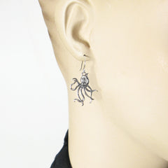 Oxidized Octopus Drop Earrings