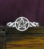 Pentacle Ring With Braided Band, Oxidized