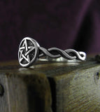 Pentagram Pentacle With Braided Band Ring Oxidized Wiccan | Woot & Hammy
