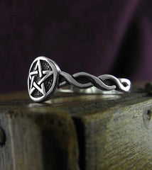 Pentagram Pentacle With Braided Band Ring Oxidized Wiccan | Woot & Hammy