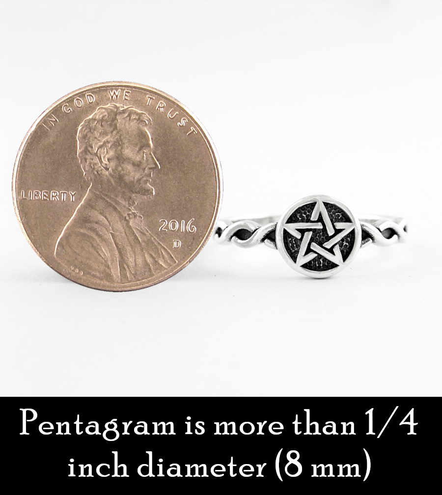 Pentagram Pentacle With Braided Band Ring Oxidized Wiccan | Woot & Hammy