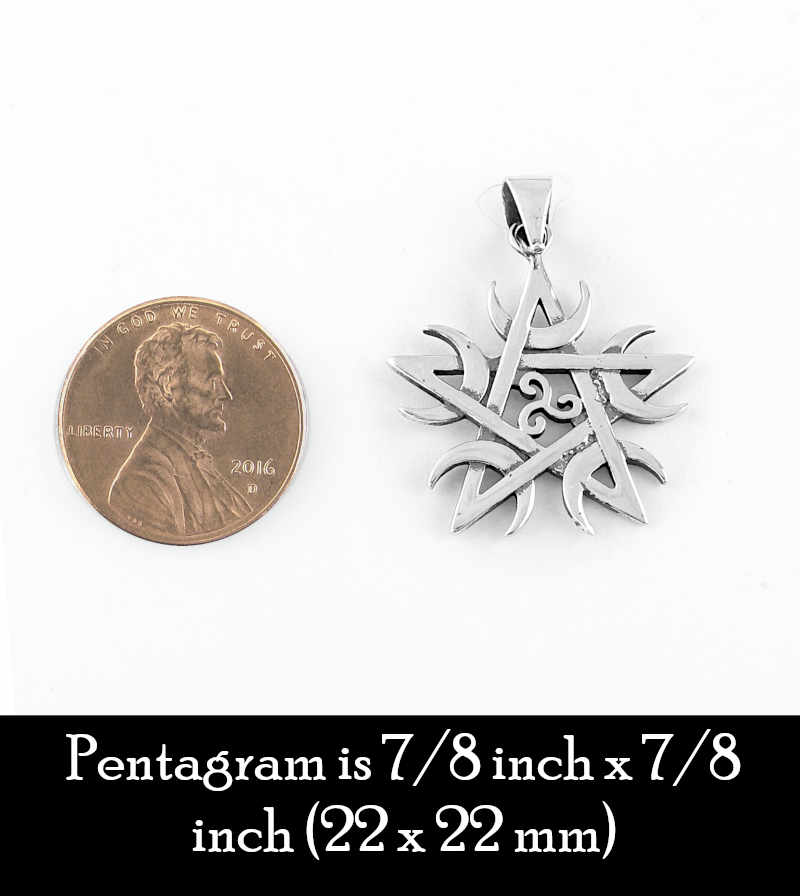 Pentagram With Five Crescent Moons and Triskele Power of Five Priestess Pendant | Woot & Hammy