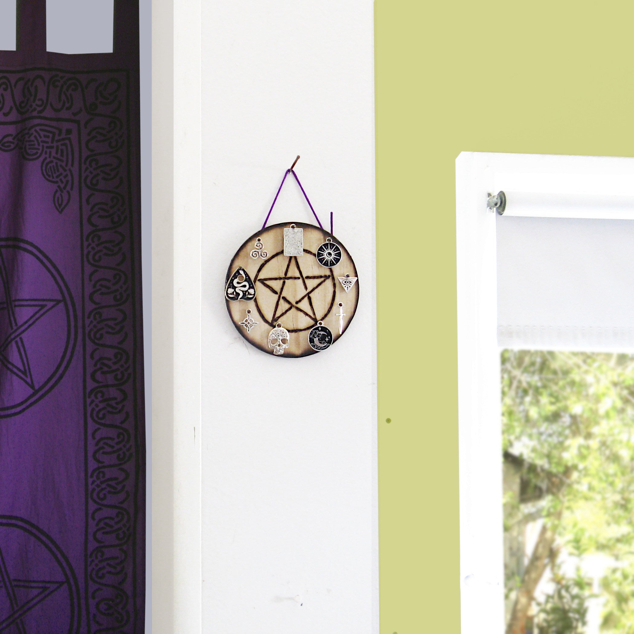 Pentagram Talisman / Amulet with 9 Charms - Handcrafted