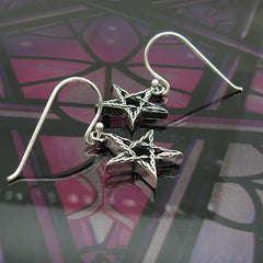 Pentagram Braided Rope Pattern Oxidized Cut-Out Drop Hook Earrings Power of Five | Woot & Hammy