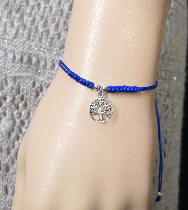 Tree of Life Adjustable Blue Slipknot Friendship Bracelet | Woot & Hammy