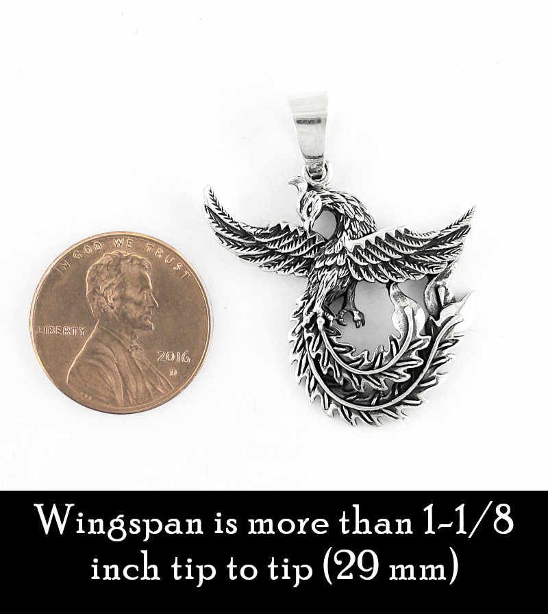 Phoenix Mythical Bird of Resurrection Rebirth Eternity Cut-Out Oxidized Pendant | Woot & Hammy