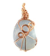 Copper Wire-Wrapped Polished Blue Celestite Crystal Pendant with 20" Chain, Handmade #2 | Woot & Hammy