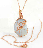 Copper Wire-Wrapped Polished Blue Celestite Crystal Pendant with 20" Chain, Handmade #2 | Woot & Hammy