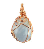 Copper Wire-Wrapped Polished Blue Celestite Crystal Pendant with 20" Chain, Handmade #7 | Woot & Hammy