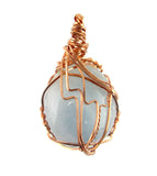 Copper Wire-Wrapped Polished Blue Celestite Crystal Pendant with 20" Chain, Handmade #7 | Woot & Hammy