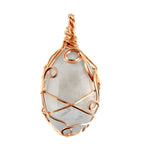 Copper Wire-Wrapped Polished Blue Celestite Crystal Pendant with 20" Chain, Handmade #8 | Woot & Hammy