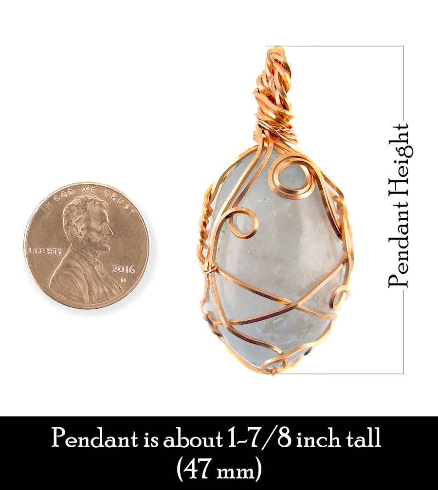 Copper Wire-Wrapped Polished Blue Celestite Crystal Pendant with 20" Chain, Handmade #8 | Woot & Hammy