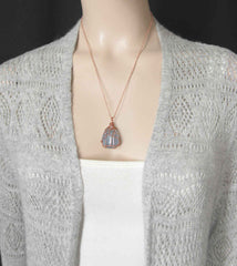 Copper Wire-Wrapped Polished Blue Celestite Crystal Pendant with 20" Chain, Handmade #9 | Woot & Hammy