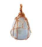 Copper Wire-Wrapped Polished Blue Celestite Crystal Pendant with 20" Chain, Handmade #9 | Woot & Hammy
