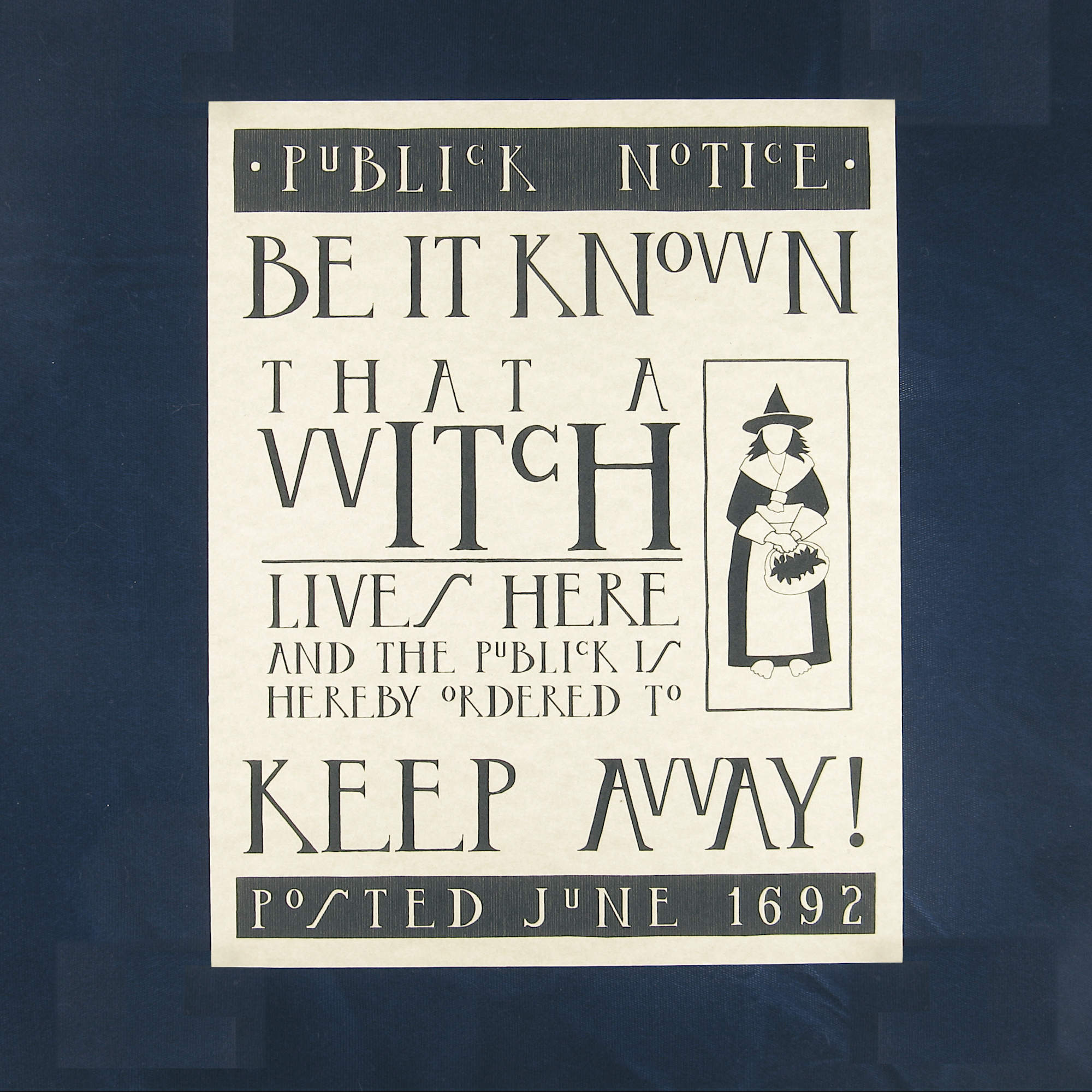 Salem Witch Trials Witchcraft Warning Poster – 'Publick Notice' from 1692, 8x10, Frameable