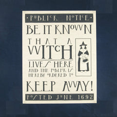 Salem Witch Trials Witchcraft Warning Poster – 'Publick Notice' from 1692, 8x10, Frameable