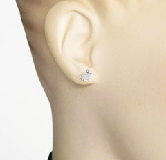 925 sterling silver hare rabbit bunny stud post earring worn by mannequin