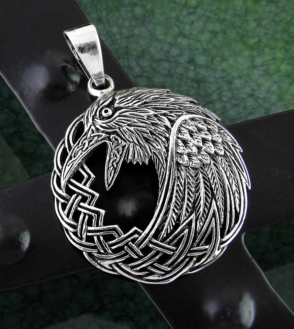 Raven Crow Interwoven With Celtic Knot Wreath Cut-Out Pendant | Woot & Hammy