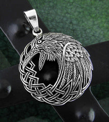 Raven Crow Interwoven With Celtic Knot Wreath Cut-Out Pendant | Woot & Hammy