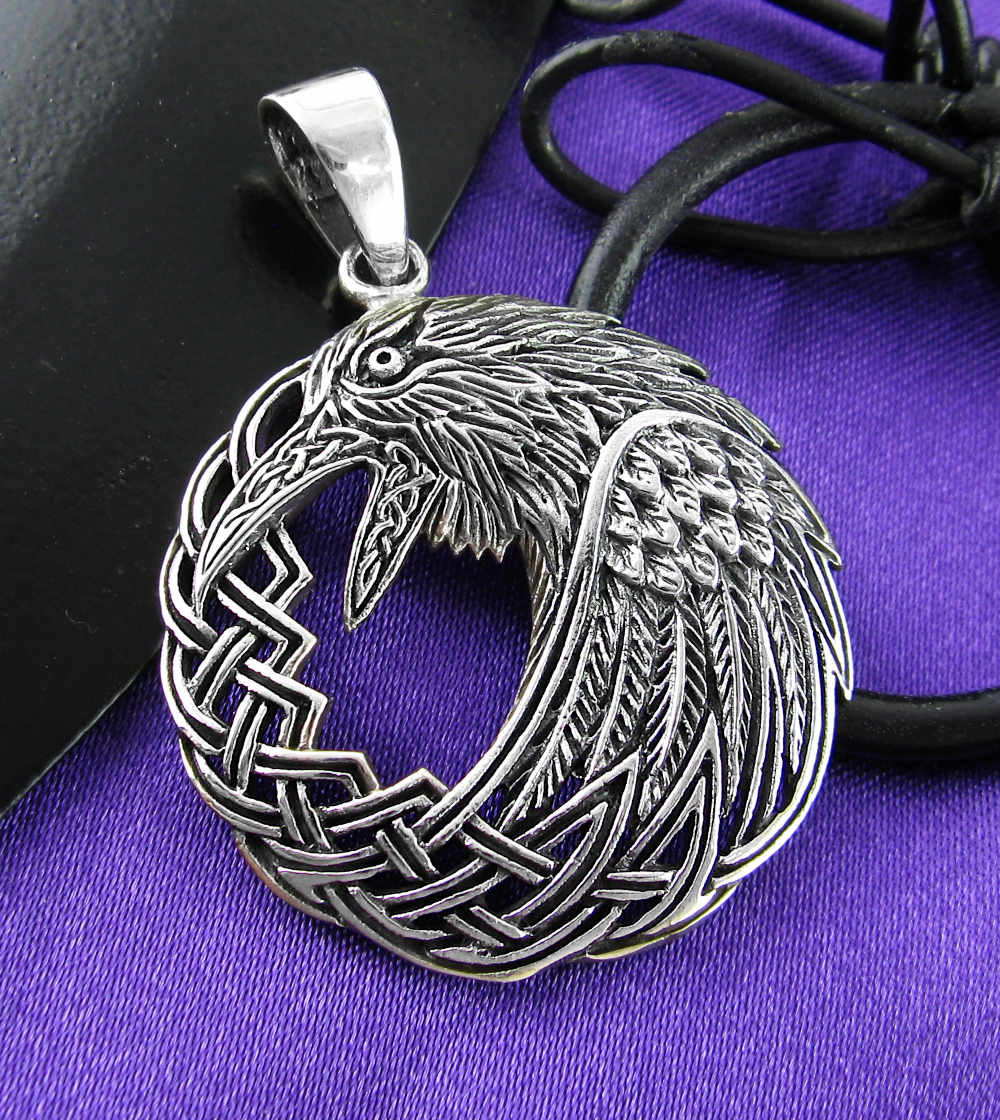 Raven Crow Interwoven With Celtic Knot Wreath Cut-Out Pendant | Woot & Hammy