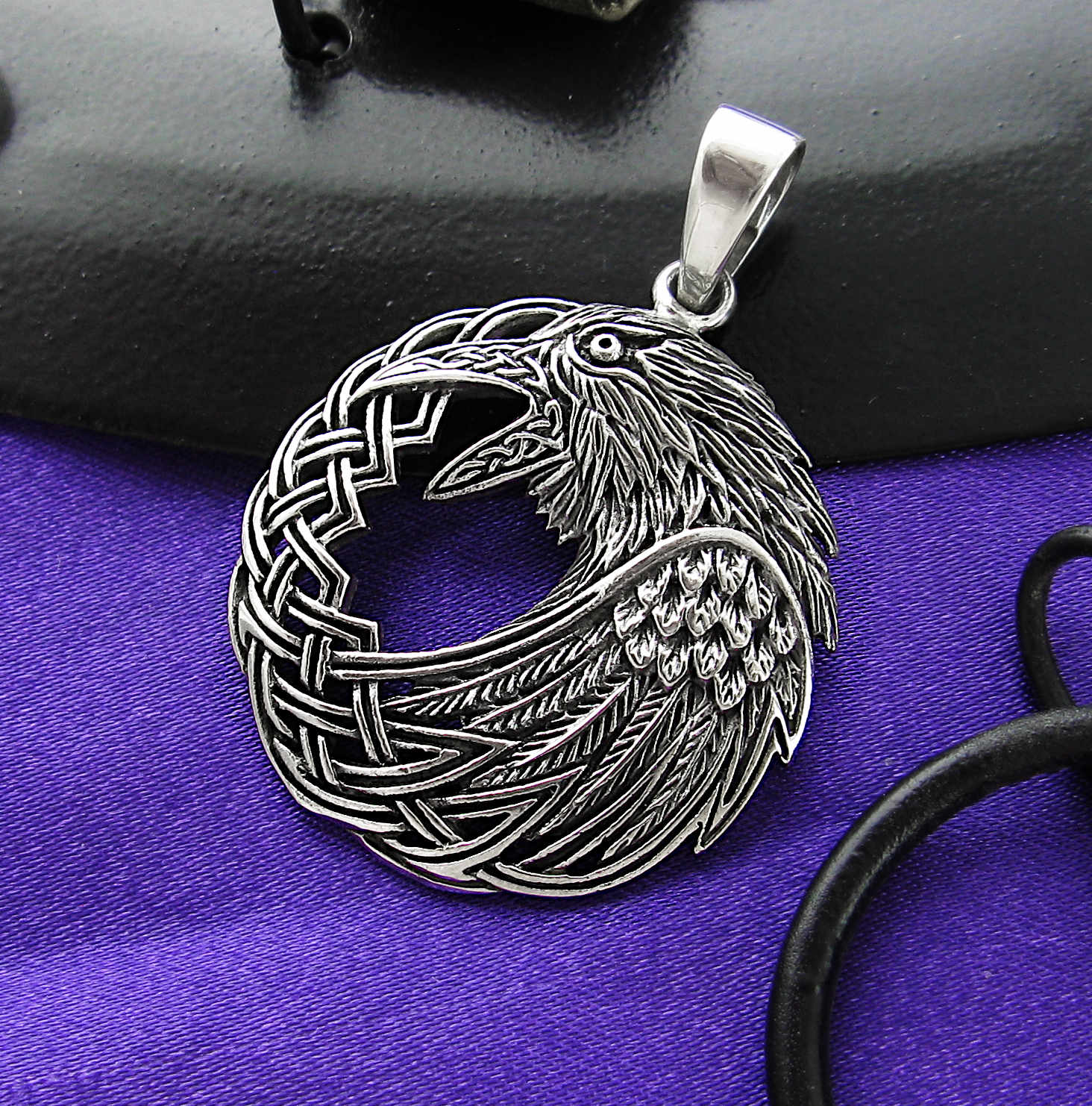 Raven Crow Interwoven With Celtic Knot Wreath Cut-Out Pendant | Woot & Hammy