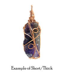 Raw Dark Purple Amethyst Crystal Pendant Necklace Copper Wire-Wrapped Handmade - Includes 20" Chain | Woot & Hammy