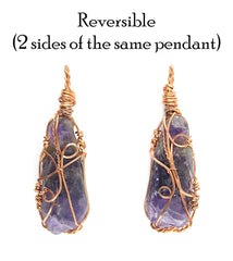 Raw Dark Purple Amethyst Crystal Pendant Necklace Copper Wire-Wrapped Handmade - Includes 20" Chain | Woot & Hammy