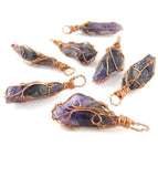 Raw Dark Purple Amethyst Crystal Pendant Necklace Copper Wire-Wrapped Handmade - Includes 20" Chain | Woot & Hammy