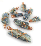 Raw Blue Kyanite Crystal Pendant, Copper Wire-Wrapped, Handmade, with 20" Chain | Woot & Hammy