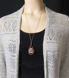 Raw Blue Celestite Crystal Cage Pendant, Copper Wire-Wrapped Handmade, with Chain | Woot & Hammy