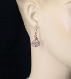 Raw Celestite Crystal Hook Earrings Wire-Wrapped In Copper With Swirls, Handmade | Woot & Hammy
