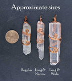 Raw Quartz Crystal Point Pendant Necklace, Copper Wire-Wrapped, with 24" Chain - Handmade - 3 Sizes penny comparison
