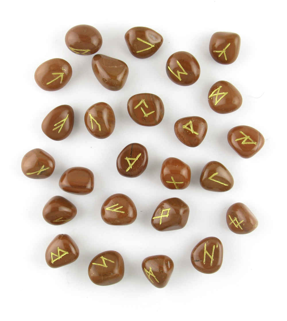 Runes Set Natural Red Jasper Tumbled Polished Elder Futhark For Guidance | Woot & Hammy