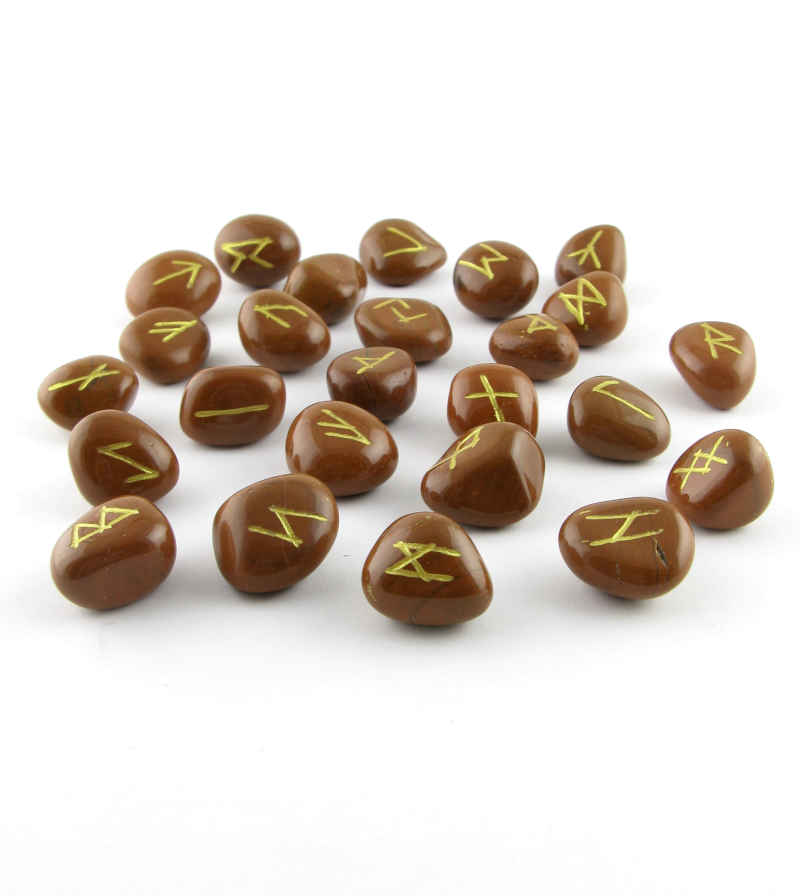 Runes Set Natural Red Jasper Tumbled Polished Elder Futhark For Guidance | Woot & Hammy